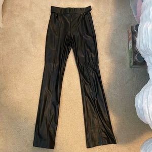 Zara black leather wide leg pants